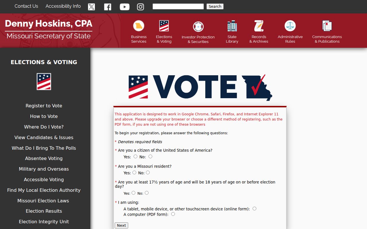 Jackson County residents directory Missouri voter registration form