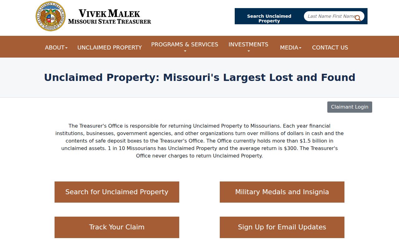 Jackson County neighbors Missouri unclaimed property official search