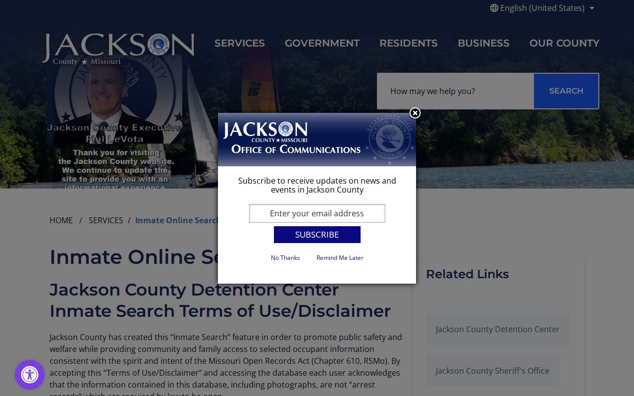 Jackson County resident lookup inmate search terms screen
