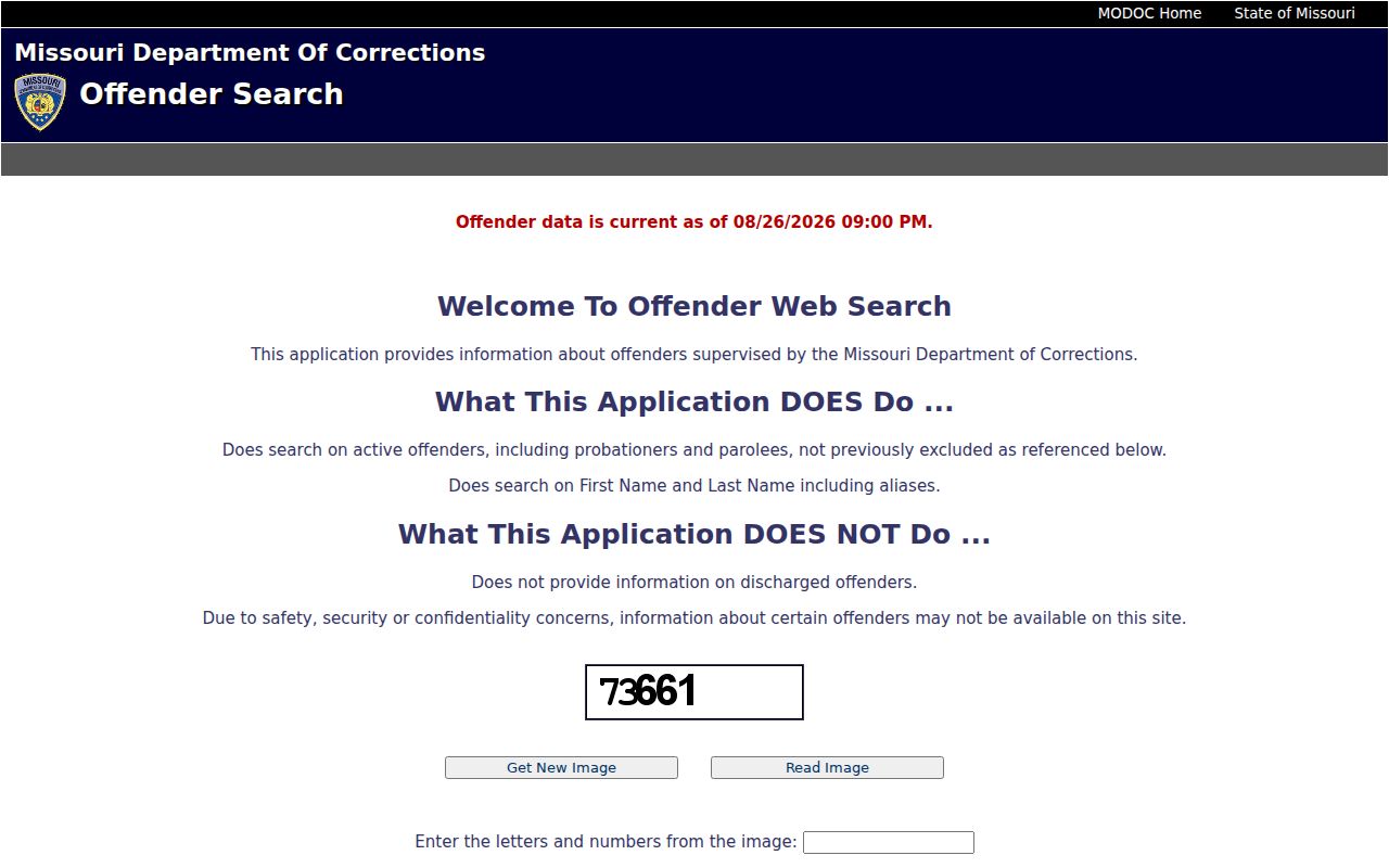 Jackson County resident lookup Missouri DOC offender search